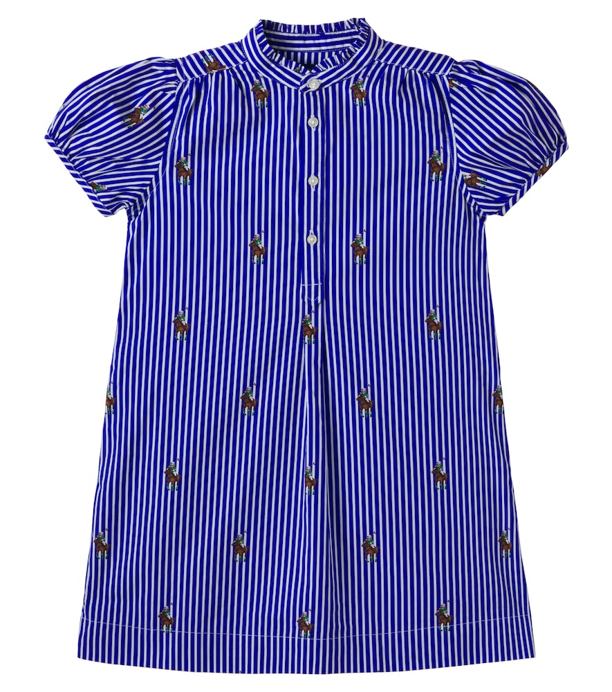 Polo Ralph Lauren Kids White Logo Striped Cotton Dress Y Size 5