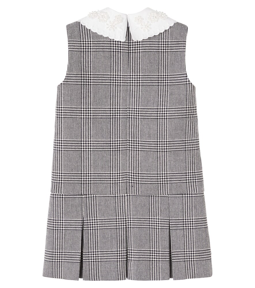  Self-portrait Kids Self-portrait Kids Embellished Houndstooth Wool-blend Dress 