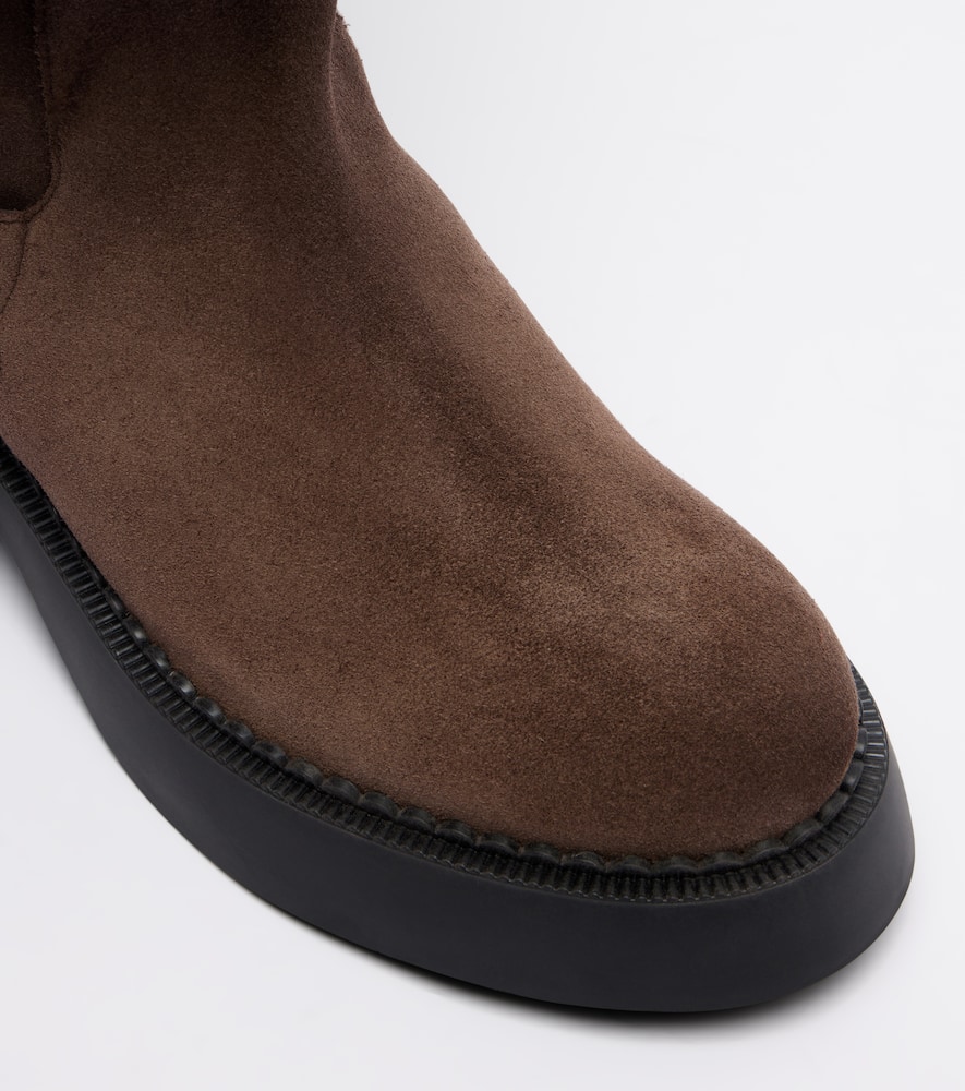 Ferragamo Zaki Shearling-lined Suede Knee-high Boots In Multi