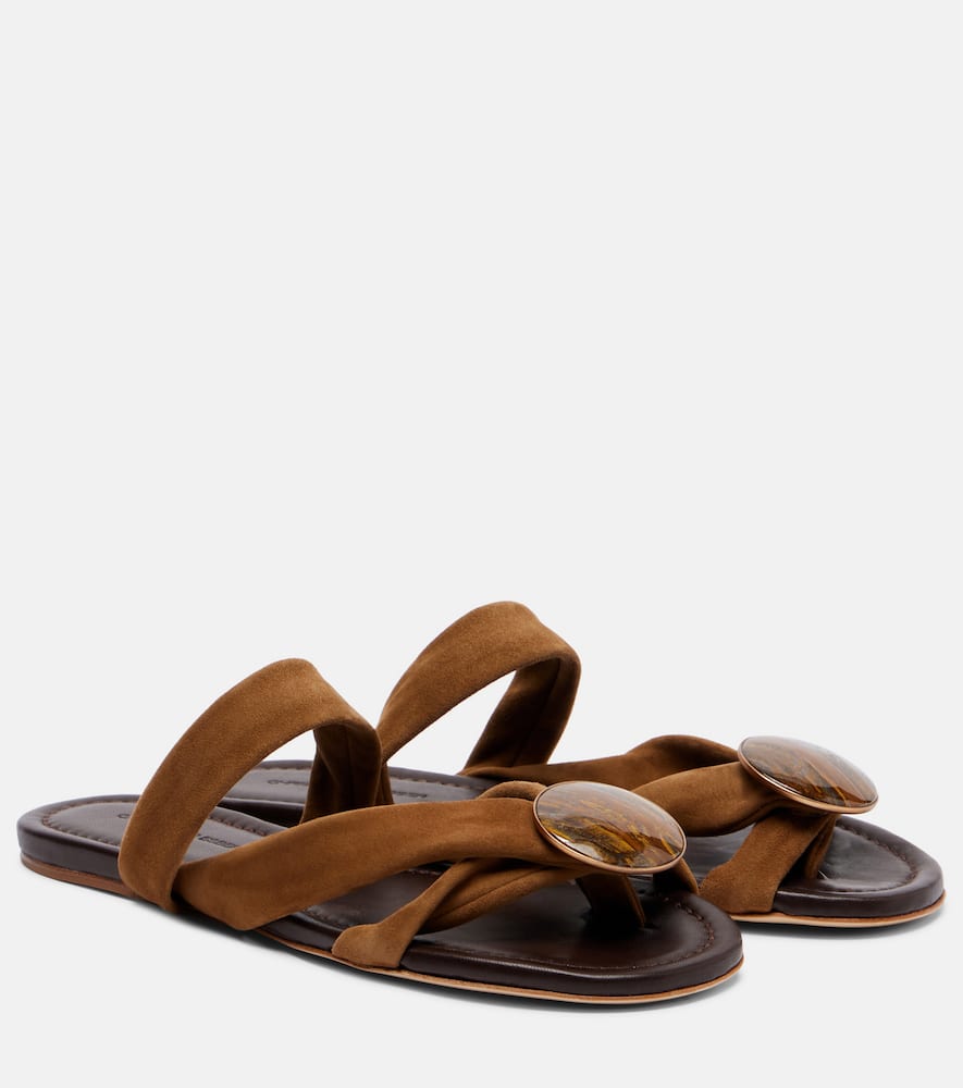 Christopher Esber Doma Embellished Suede Sandals In Brown