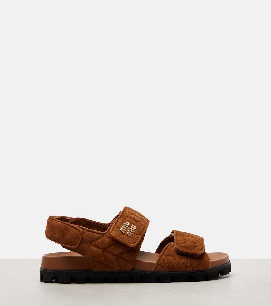  Miu Miu Miu Miu Quilted Suede Sandals 