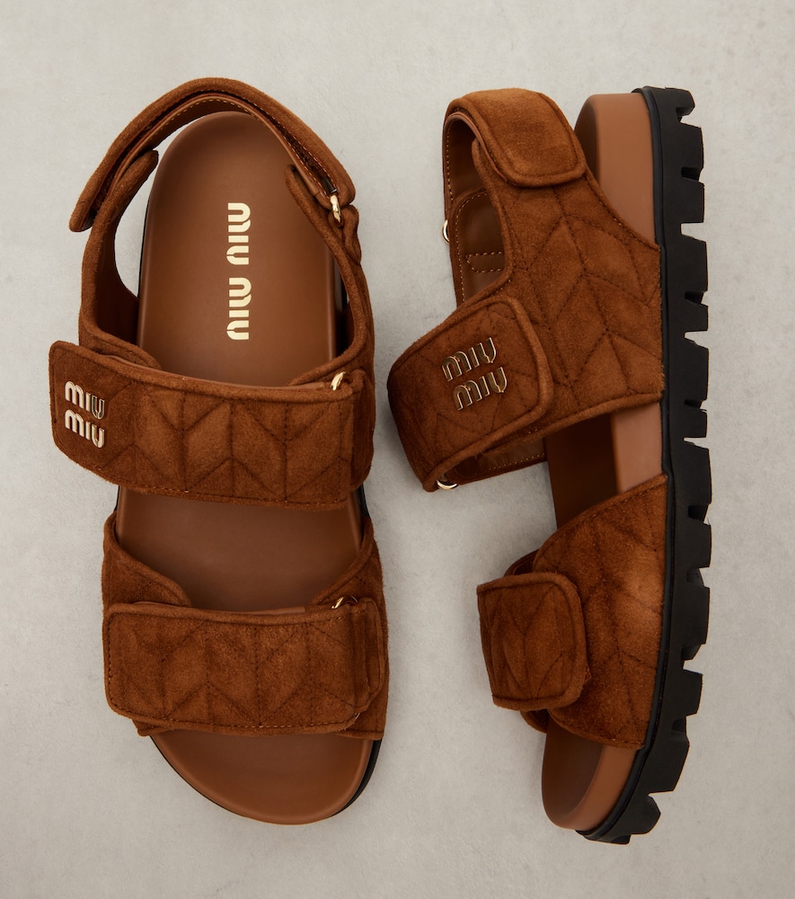 Miu Miu Miu Miu Quilted Suede Sandals 