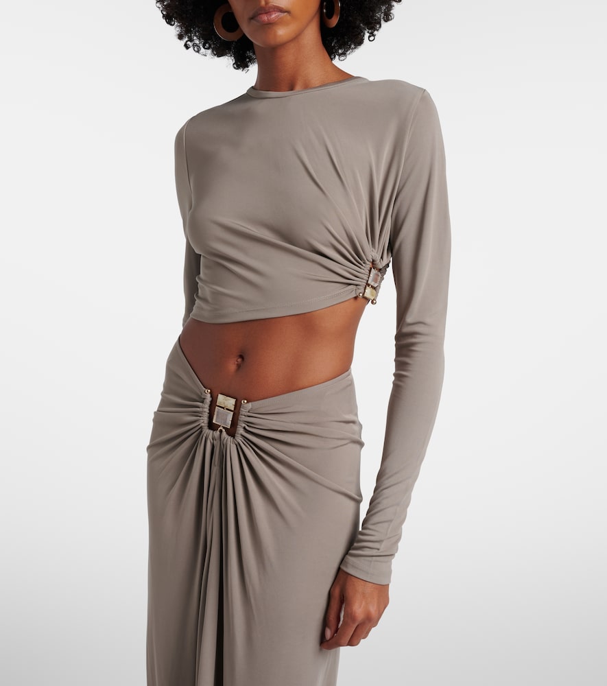  Christopher Esber Christopher Esber Bezel Quartz Asymmetric Jersey Crop Top 