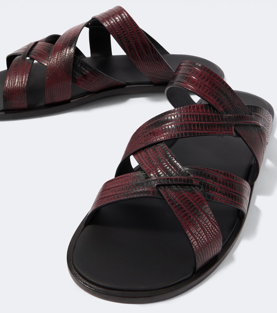  Manolo Blahnik Manolo Blahnik Marvin Croc-effect Leather Slides 