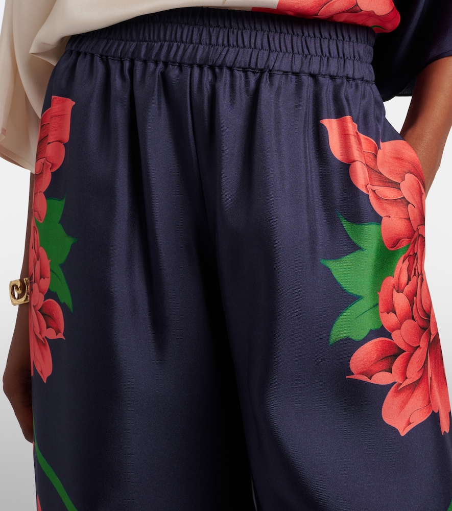  La Doublej La Doublej Floral Silk Palazzo Pants 
