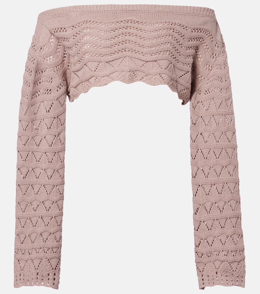 Top cropped Helena in misto cotone crochet