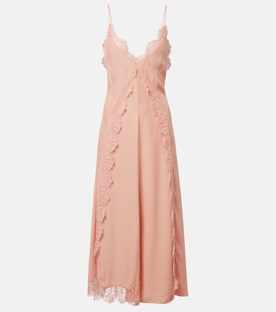 Abito midi in seta con pizzo