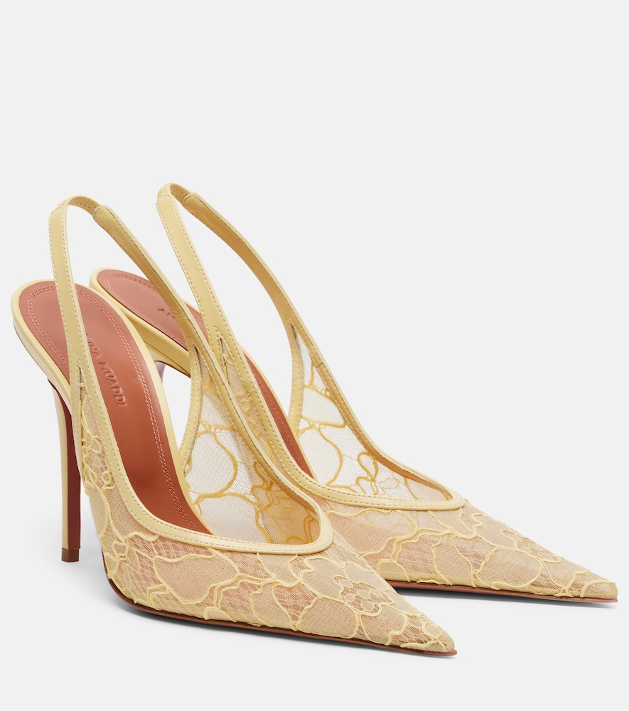 Anok Leather-Trimmed Lace Slingback