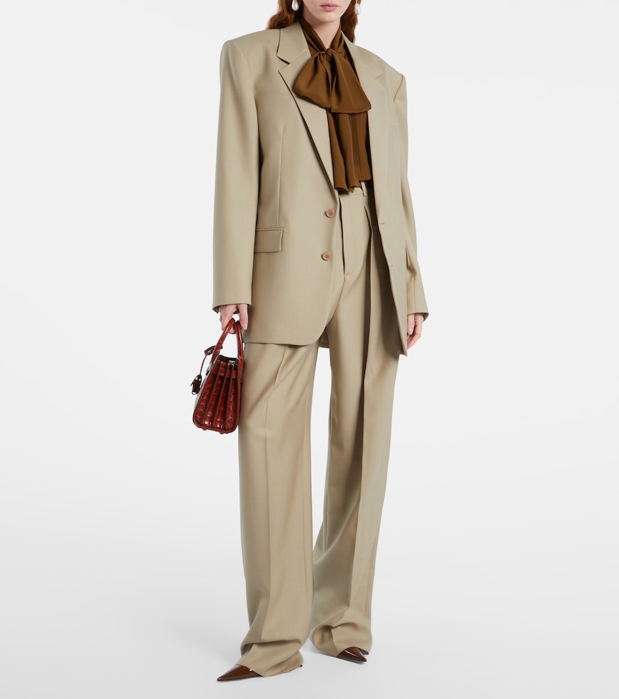  Saint Laurent Saint Laurent Wool And Silk Wide-leg Pants 