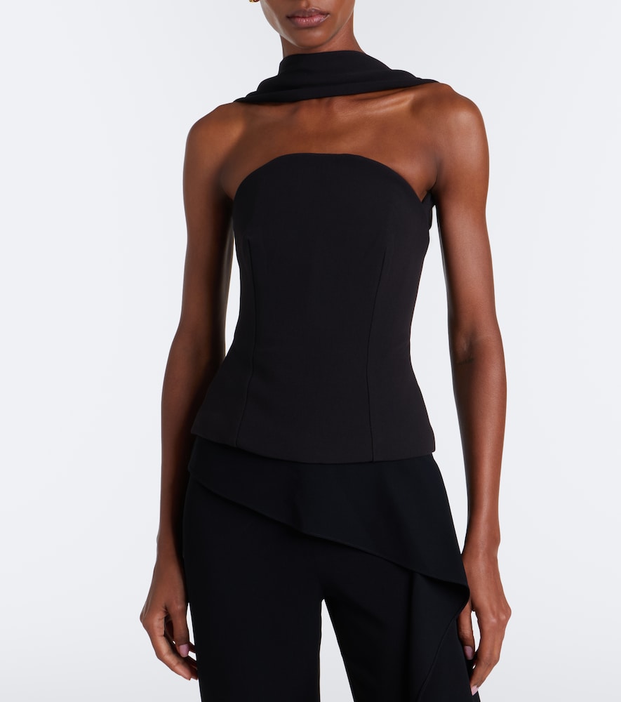 Scarf-Detail Crêpe Corset Top