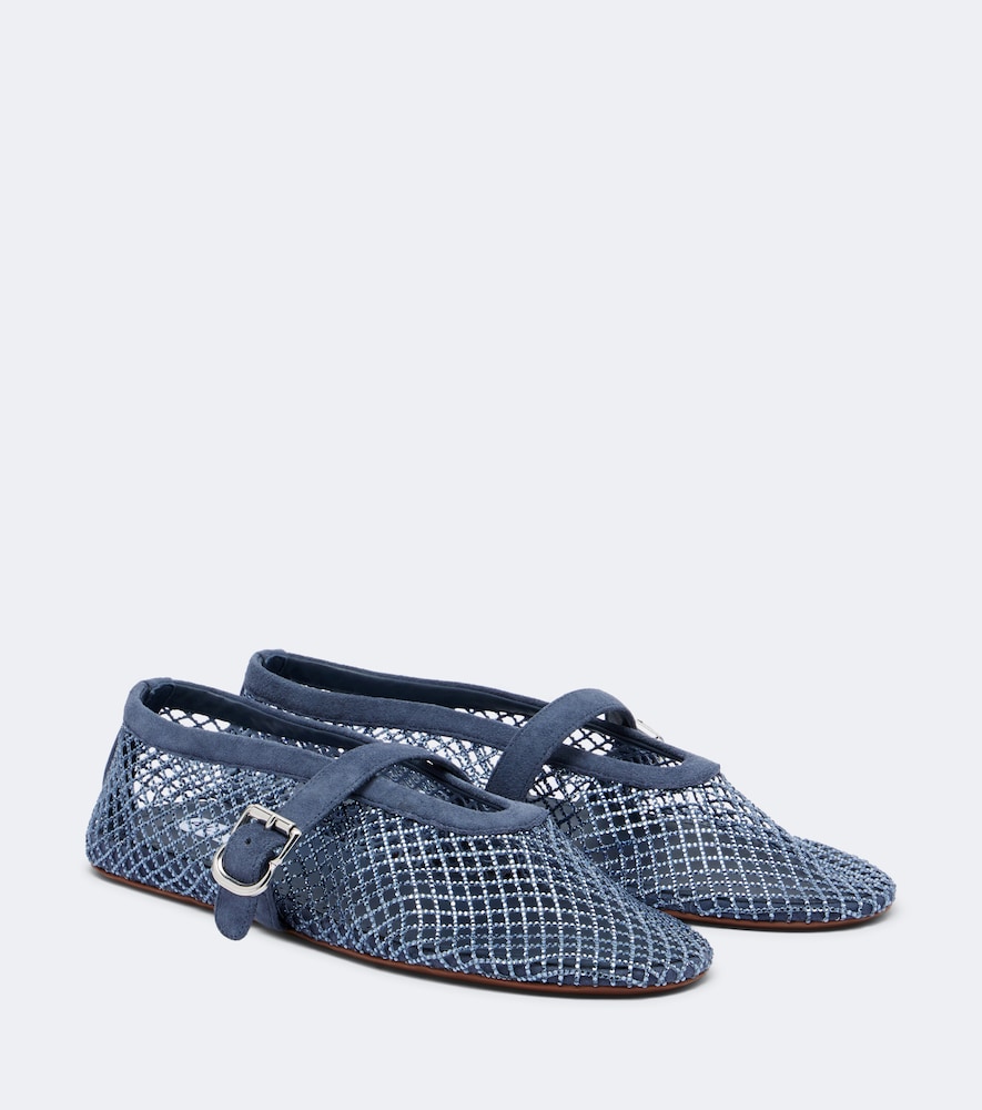 Alaïa Verzierte Mry-Jane-Ballerinas aus Netzstoff