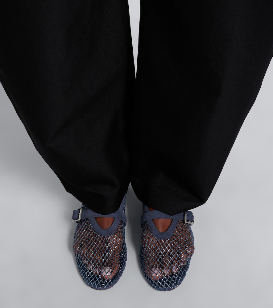 Alaïa Embellished Fishnet Mary Jane Flats