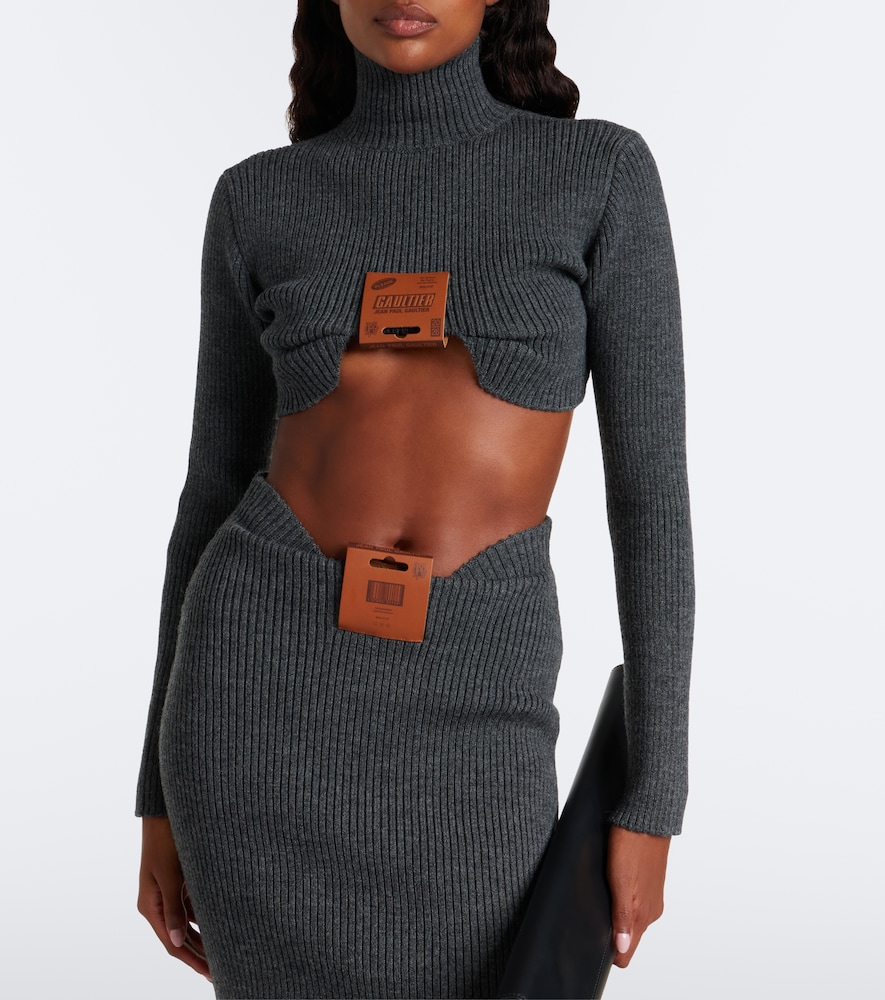 Cropped Wool-Blend Turtleneck Sweater