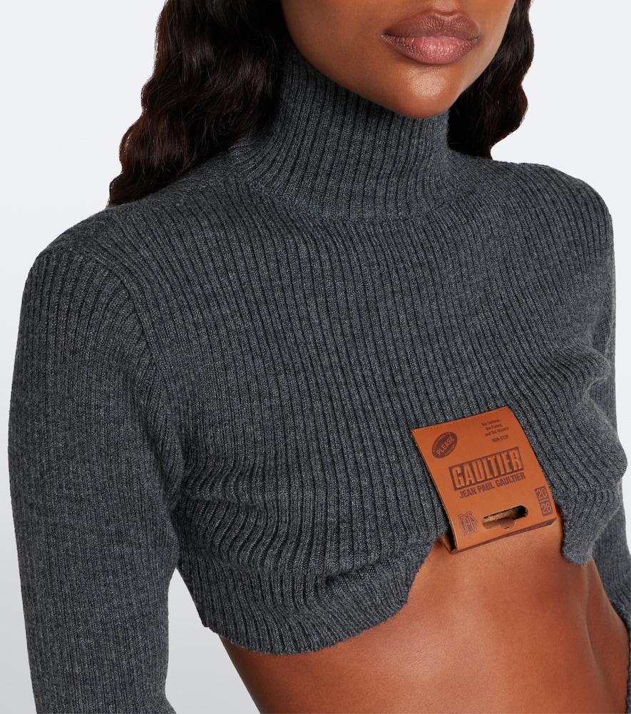 Cropped Wool-Blend Turtleneck Sweater