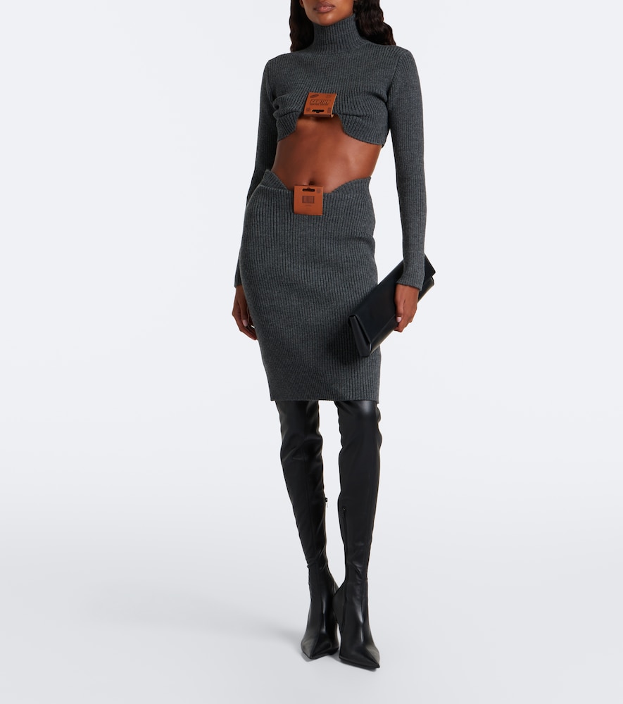 Cropped Wool-Blend Turtleneck Sweater