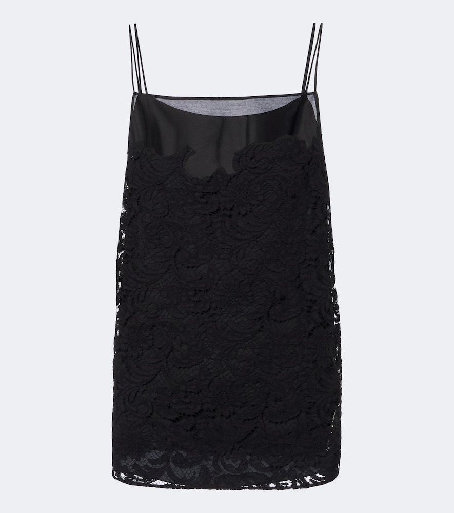 Top Neema aus Seiden-Voile mit Spitze