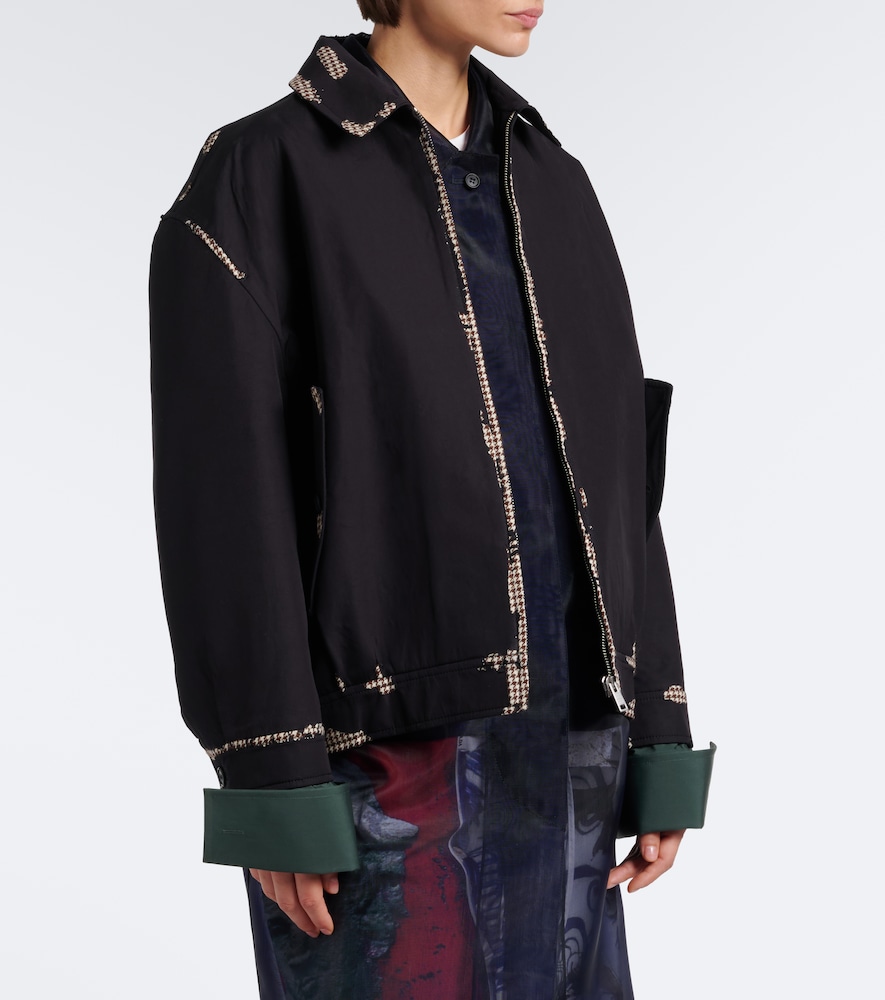 Houndstooth Devoré Cotton Blouson Jacket