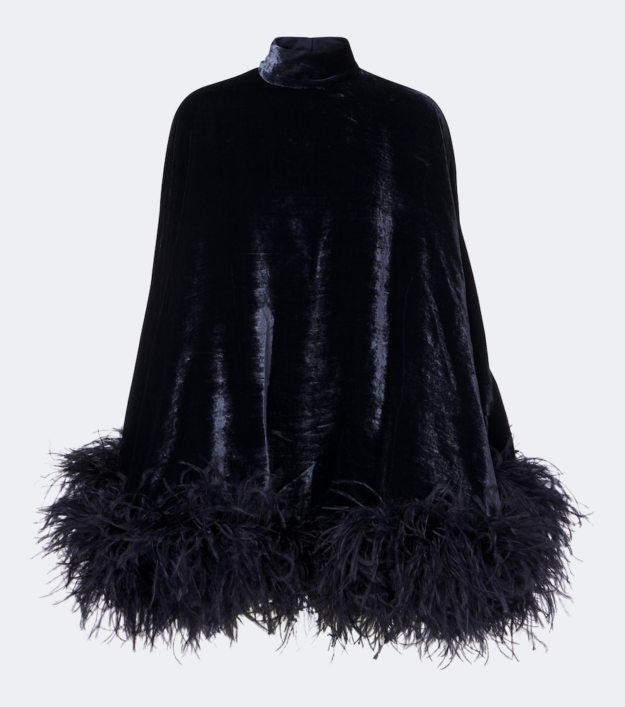 Minikleid Vegas aus Samt mit Federn