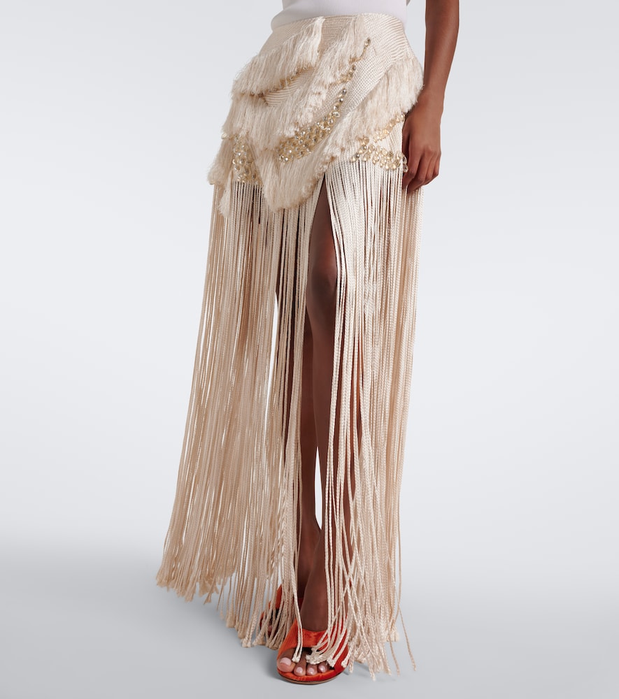 Braided Embellished Fringed Miniskirt