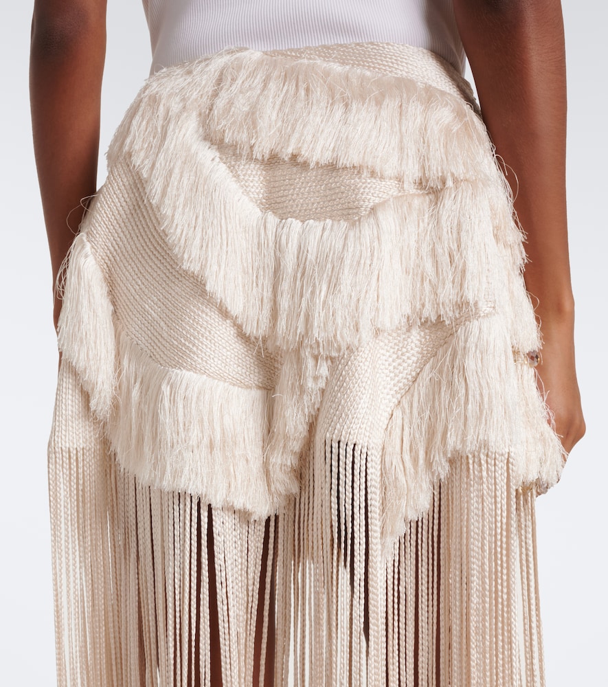 Braided Embellished Fringed Miniskirt