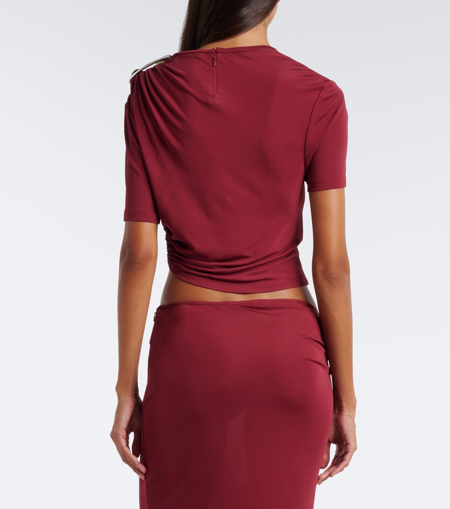 Orica Crystal Ruched Jersey Crop Top