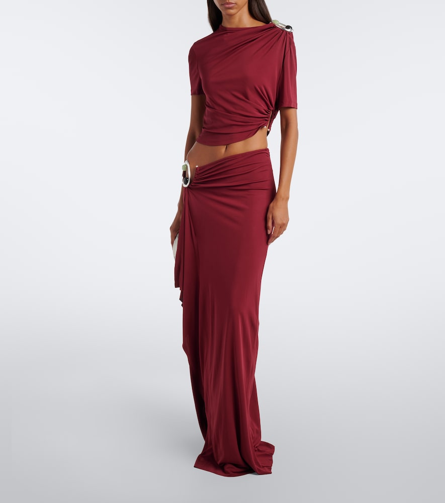 Orica Crystal Ruched Jersey Crop Top