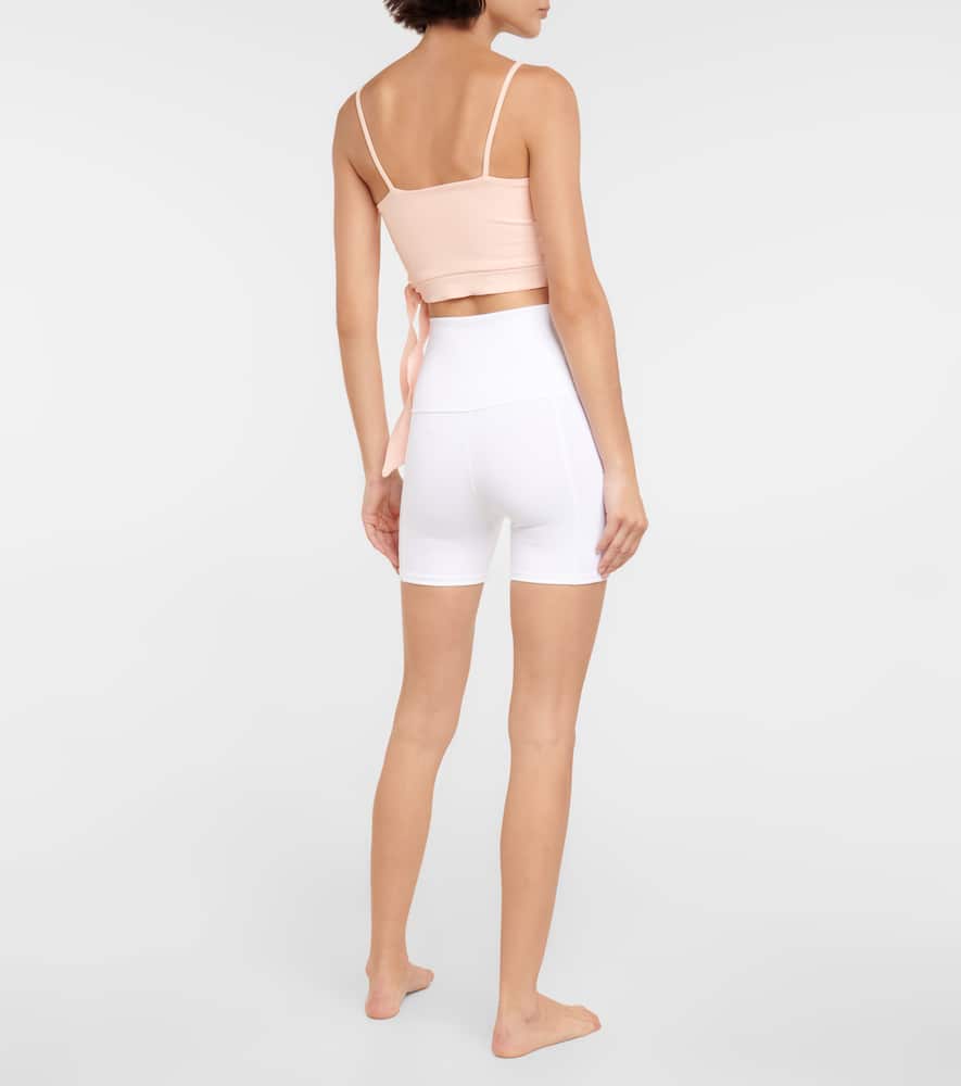 Live The Process Senti Bow-detailed Stretch Sports Bra In Pink Moon