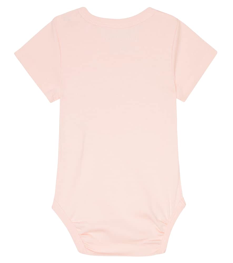 Palm Angels Baby Printed Cotton Bodysuit In Salmon Pink Brown