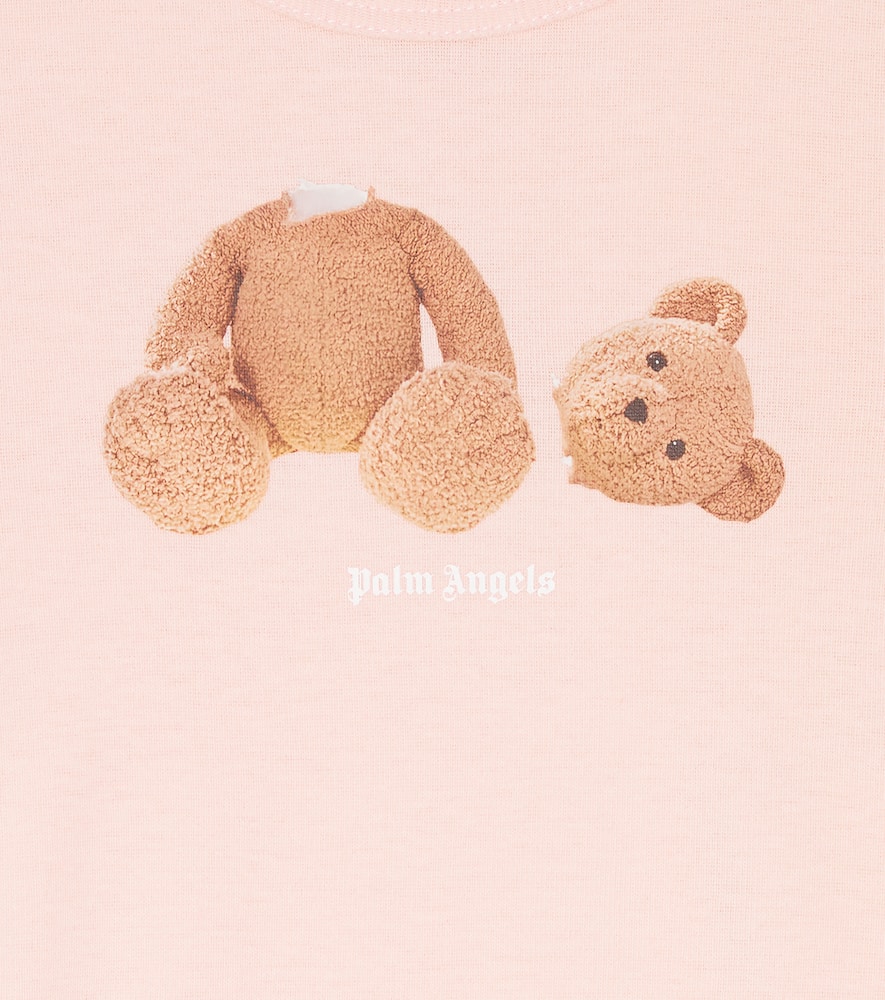 Palm Angels Baby Printed Cotton Bodysuit In Salmon Pink Brown