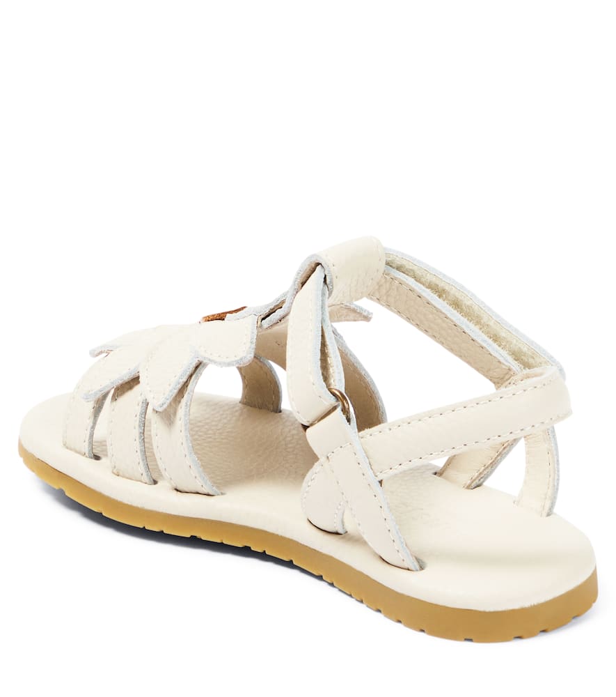 Shop Donsje Iles Floral Leather Sandals In Off White Leather