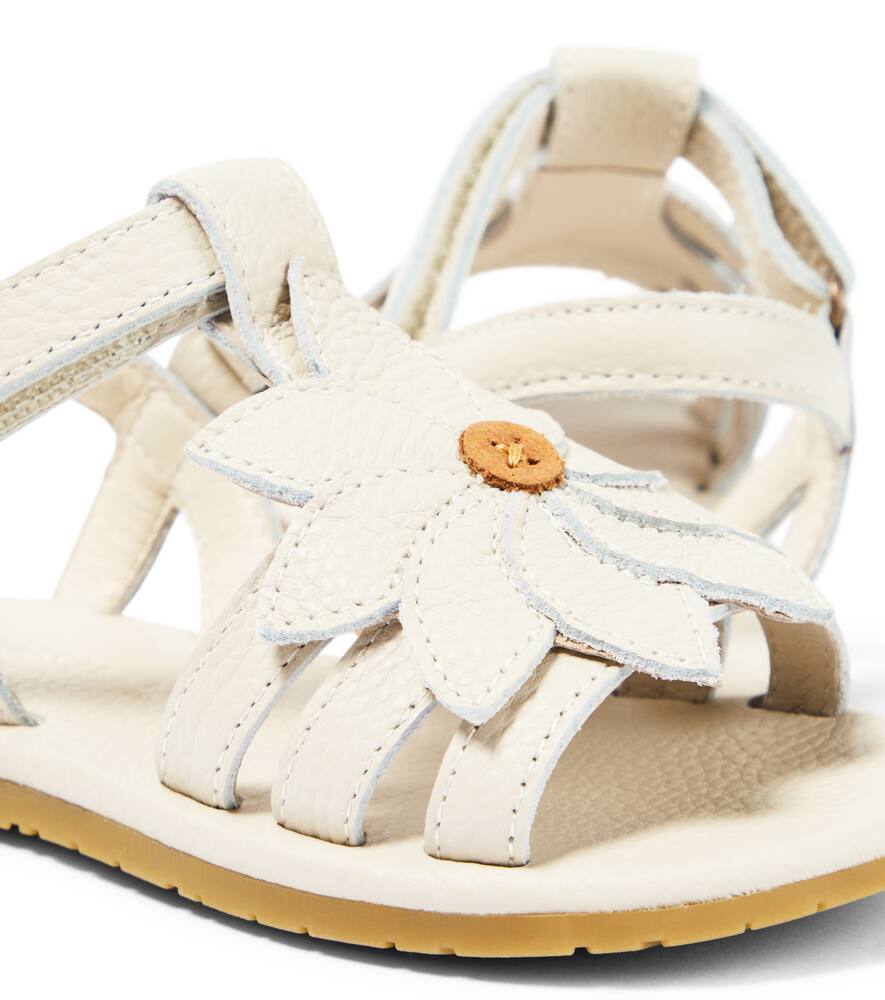 Shop Donsje Iles Floral Leather Sandals In Off White Leather