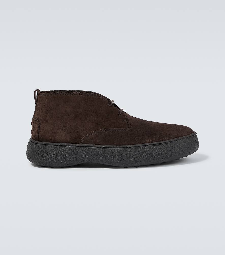 Tod's Brown Suede Desert Boots With Lace-up Closure And Gommini Sole In Brown