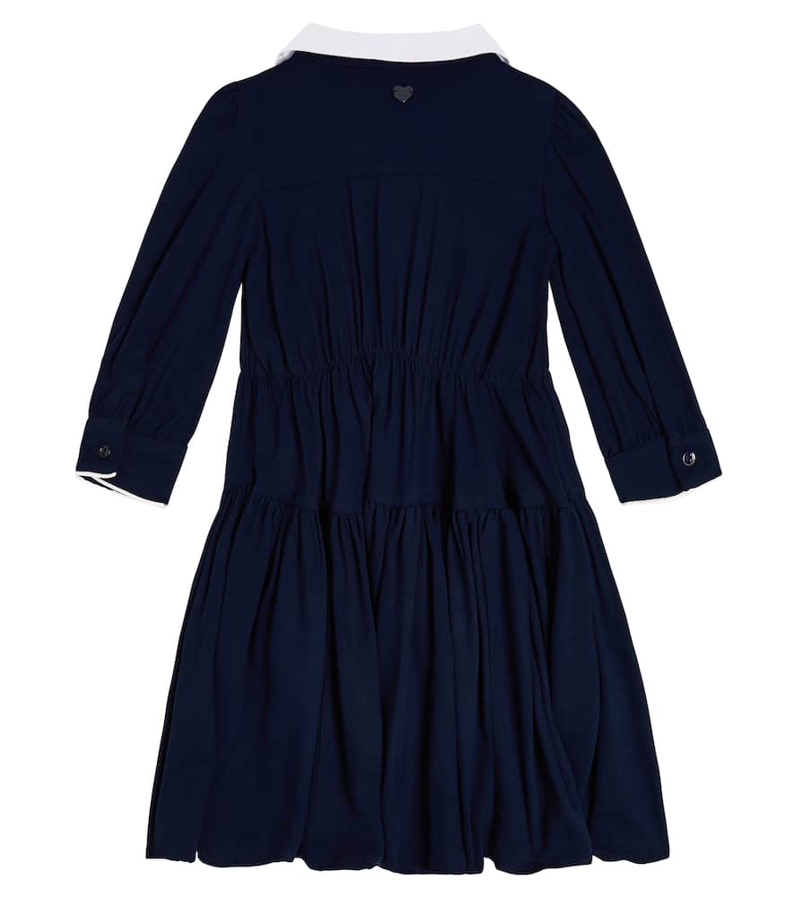 Monnalisa Annabel Tiered Twill Dress In Blue