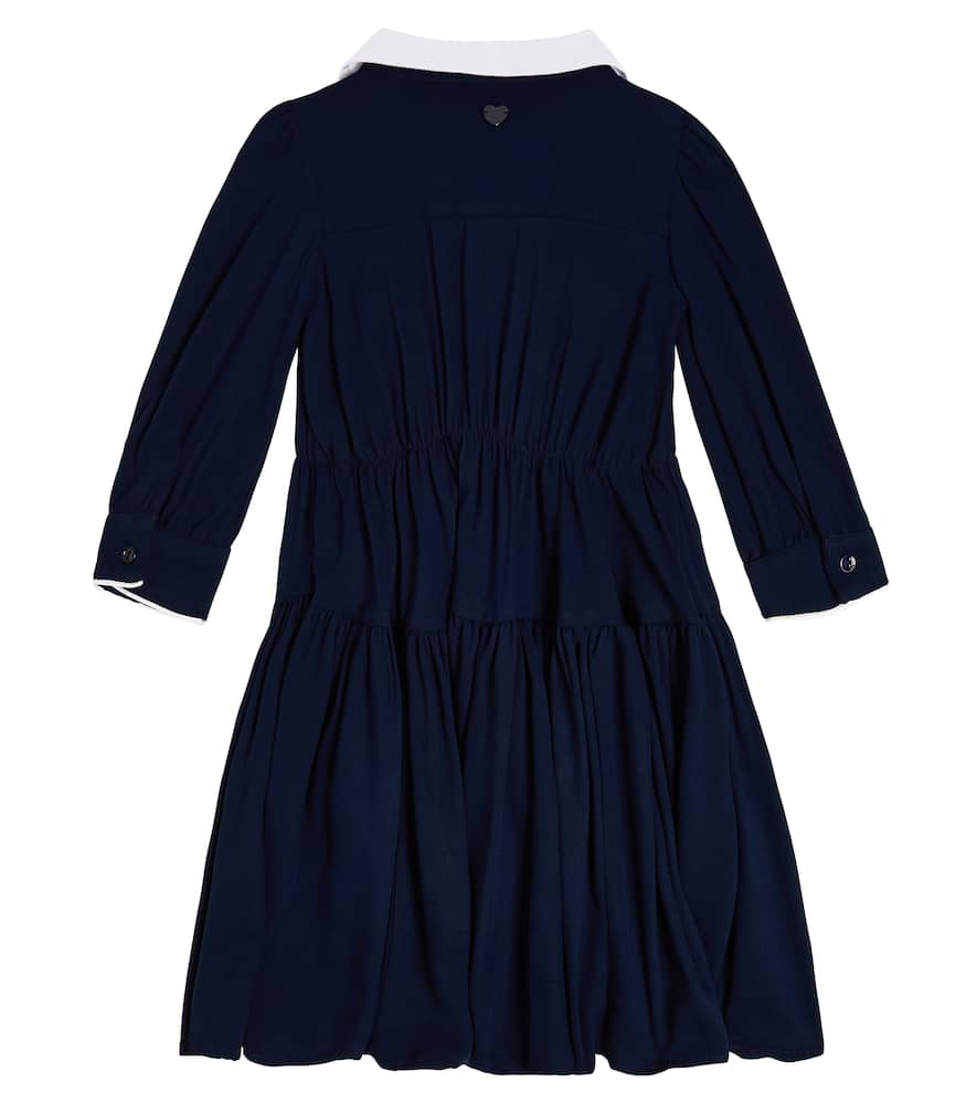 Shop Monnalisa Annabel Tiered Twill Dress In Blue