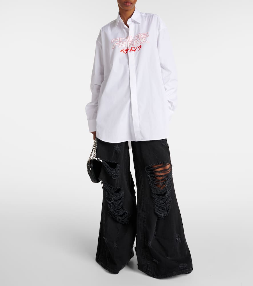 Shop Vetements Oversized Printed Cotton Shirt In White