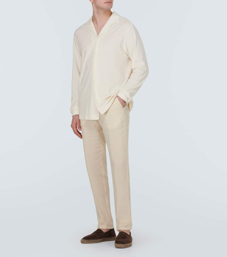 Shop Zegna Linen Chinos In Beige