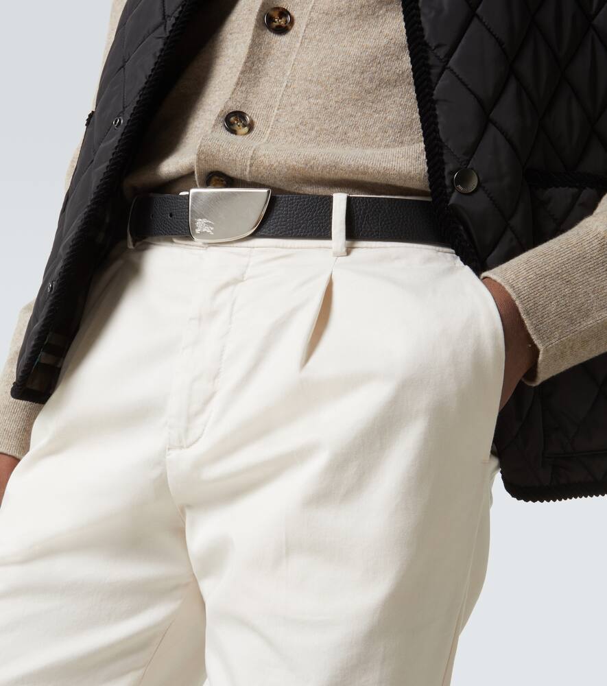 Burberry Shield Ekd Leather Belt In Black