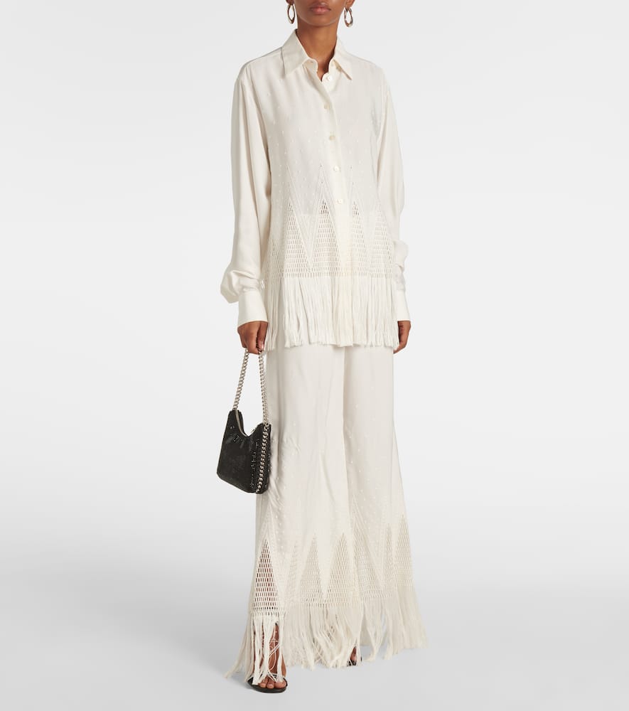 Stella Mccartney Womens Cream Iconic Pressed-creases Straight-leg High-rise Stretch-wool Trousers In White
