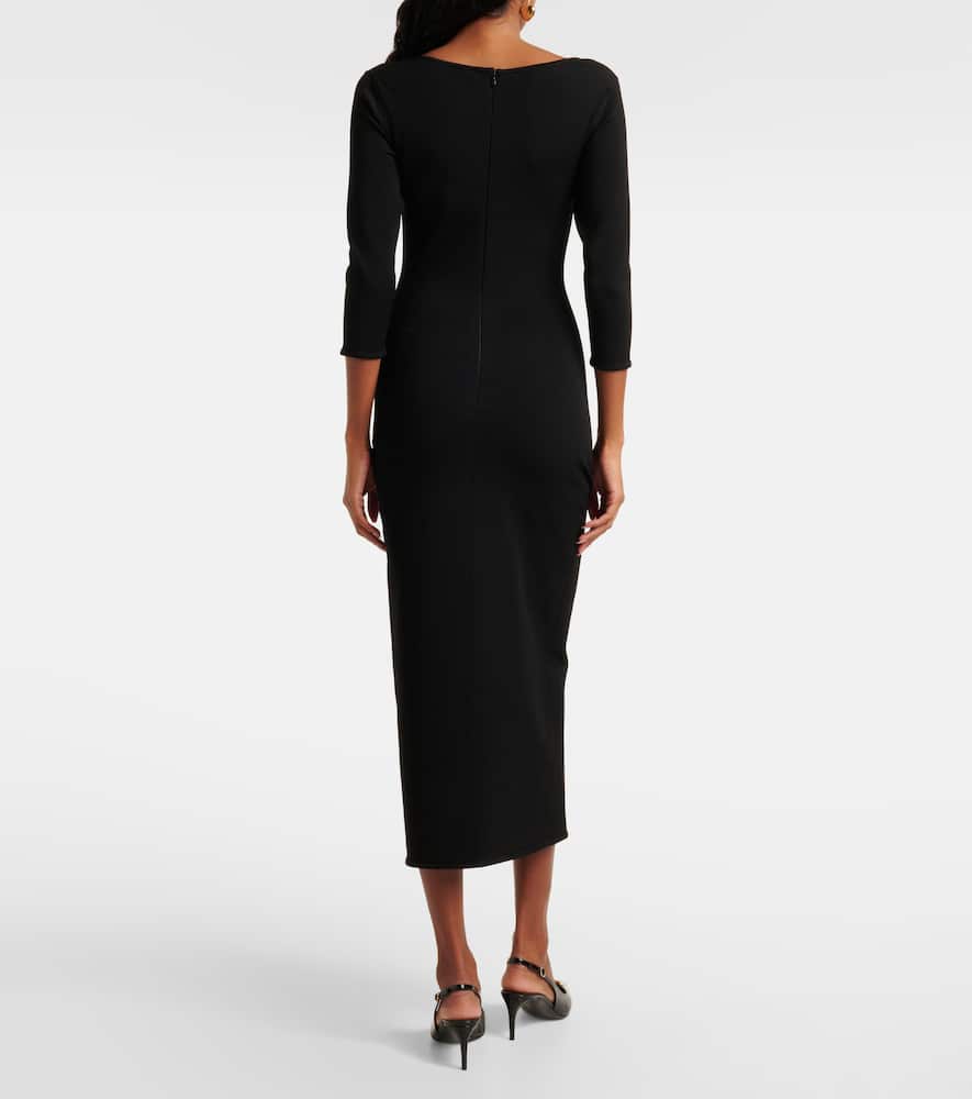 Dolce & Gabbana Viscose Jersey 3/4 Sleeve Midi Dress In Black