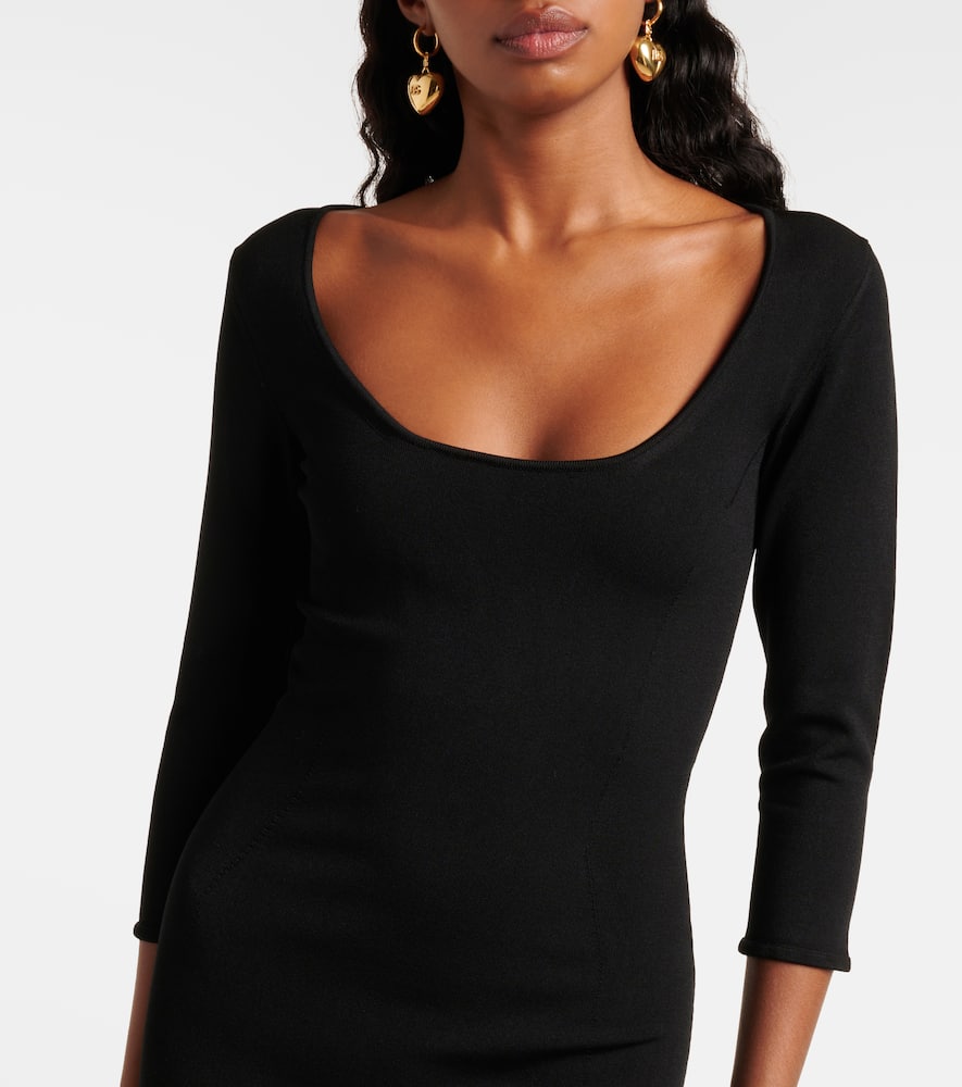 Dolce & Gabbana Viscose Jersey 3/4 Sleeve Midi Dress In Black
