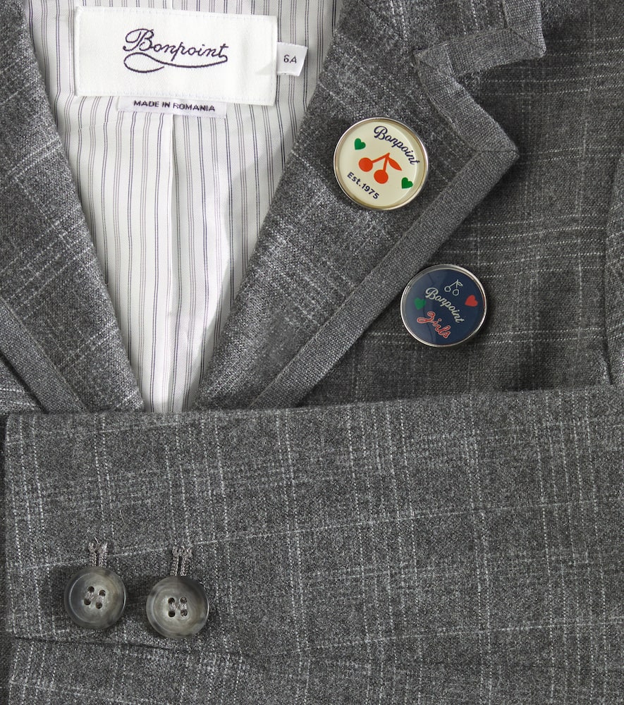 Bonpoint Ginevra Checked Flannel Blazer In Grey