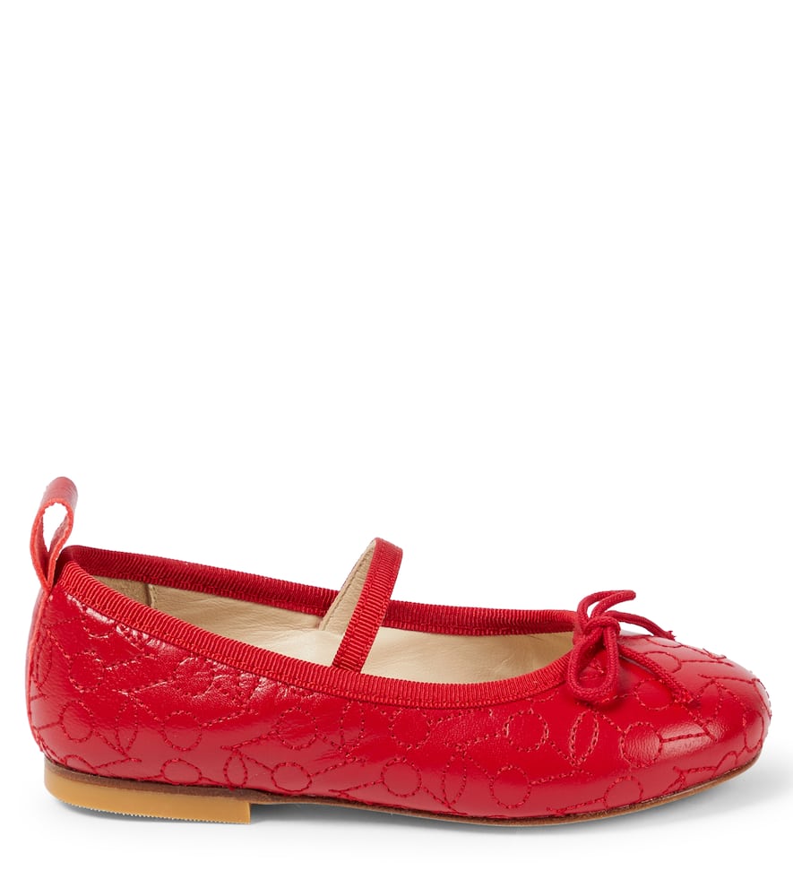 Bonpoint Soft Embroidered Leather Ballerinas In Red