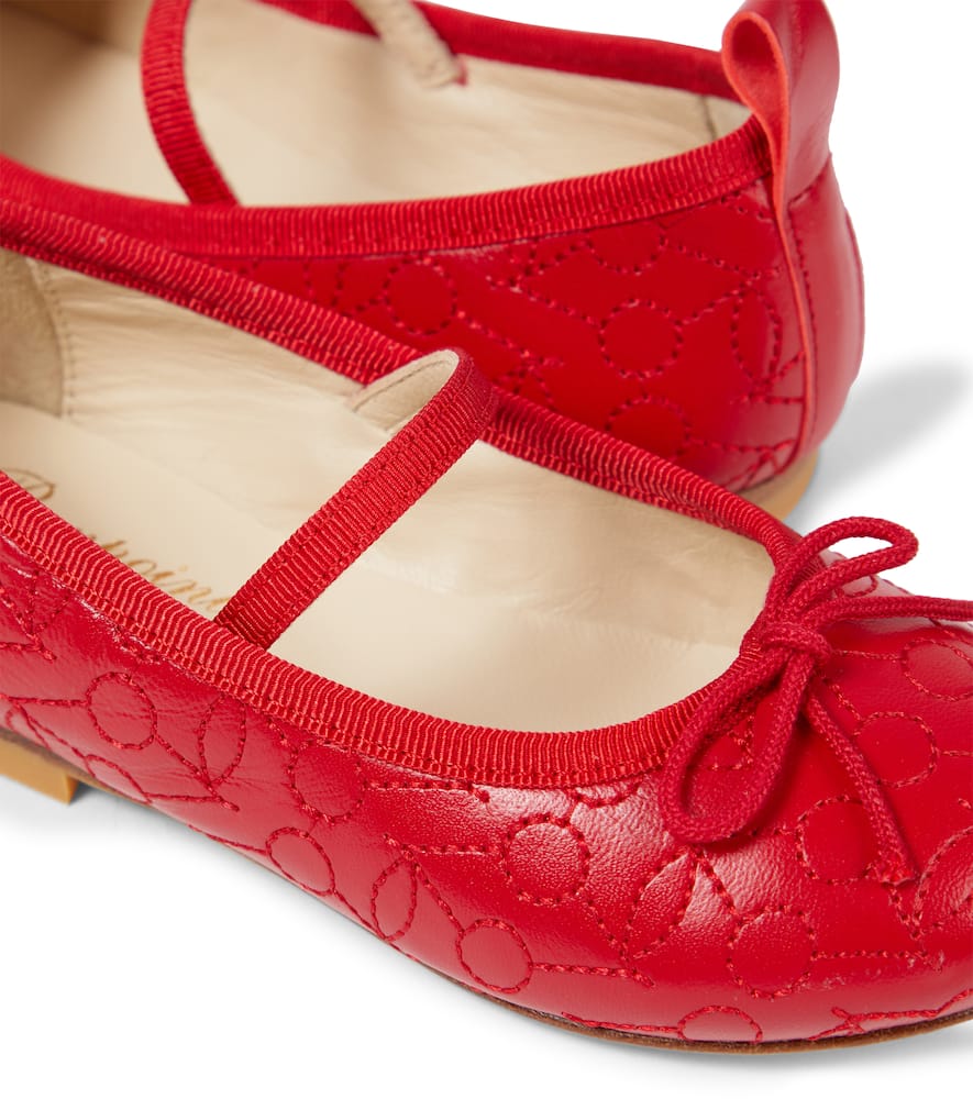 Bonpoint Soft Embroidered Leather Ballerinas In Red