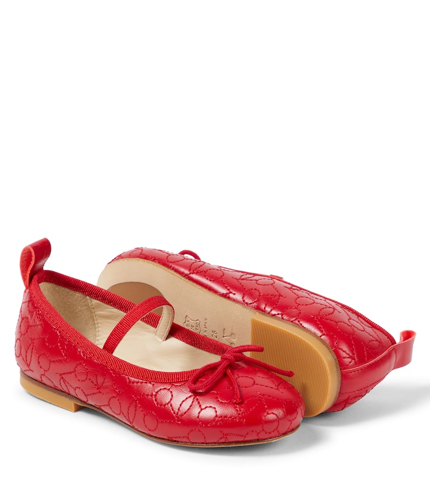 Bonpoint Soft Embroidered Leather Ballerinas In Red