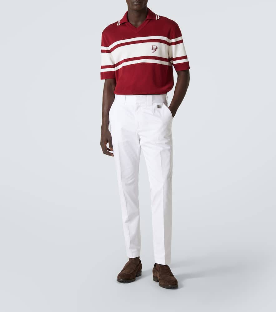 Dolce & Gabbana Red Polo With Striped Motif And Logo Embroidered On The Front In Burgundy
