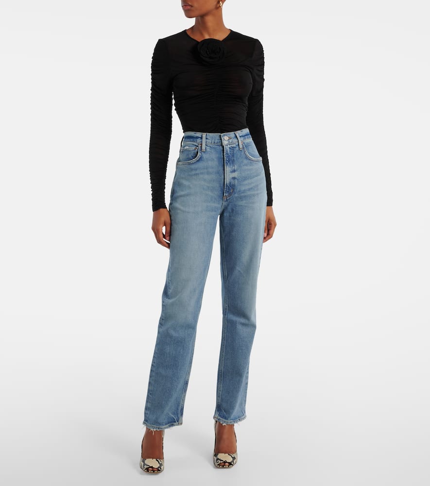 Agolde Riley High-rise Straight Jeans In Blue