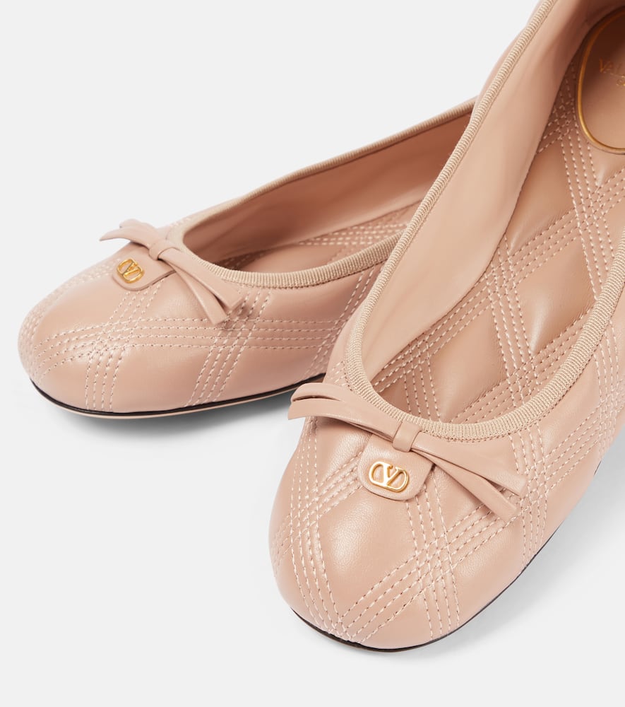 Valentino Garavani Quiltie Ballerina 67 In Quilted Nappa Leather Woman Rose Cannelle 42 In Orange