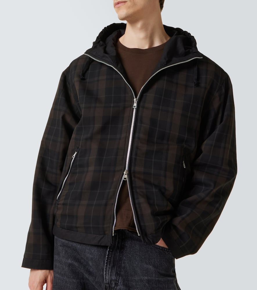 Our Legacy Riviera Checked Shell Hooded Jacket In Black