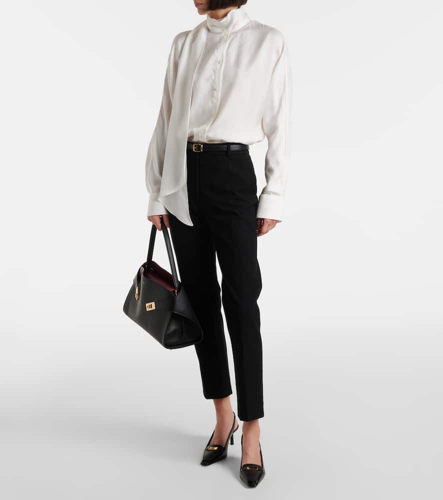 Ferragamo Patent Leather Slingback Pumps In Black