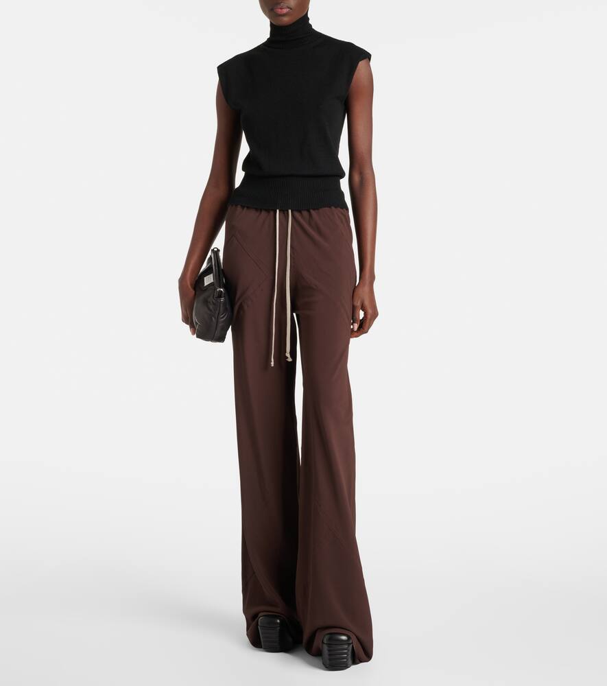 Rick Owens Dietrich Drawstring Crêpe Cady Straight Pants In Brown